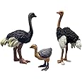 DOYIFUN 3 Pcs Realistic Ostrich Family Figurines Cake Topper, Plastic Wildlife Animal Toy Figures Collection Playset Birthday Gift Educational Learning Props