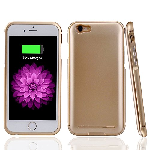 IPhone 6s Battery Case,Smaiphone Ultra Slim Iphone 6 Battery Case, Rechargeable Extended Portable Power Bank Charger Case Backup Pack Cover for Apple Iphone 6/6s 4.7"(Gold)