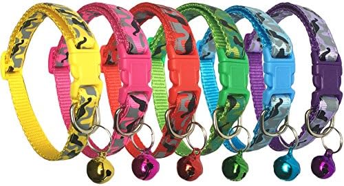 Ggkidsfunpet Cat Collar with Bell for Puppy Kitten Nylon Collars - camouflage (6 pack)