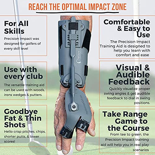 Pure Swing Products: Precision Impact Golf Swing Trainer | Training Aid: Crisp Ball Striking, Proper Wrist Set, Backwing Rotation, Swing & Club Head Lag