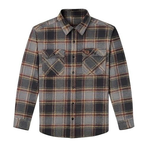 Field & Stream Men's Bismuth Acrylic Plaid Flannel Shirt, Gray Line Plaid, Large