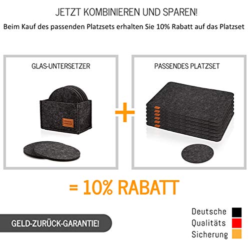 DINING concept® Filz Untersetzer Gläser Filz rund im 10er Set dunkelgrau mit Box & GRATIS Handy Filzuntersetzer I… – Bild 8