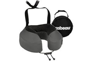 Cabeau Evolution S3 Travel Neck Pillow Memory Foam Neck Support, Adjustable Clasp, and Seat Strap Attachment - Comfort On-The-Go with Carrying Case for Airplane, Train, and Car (Steel Grey)