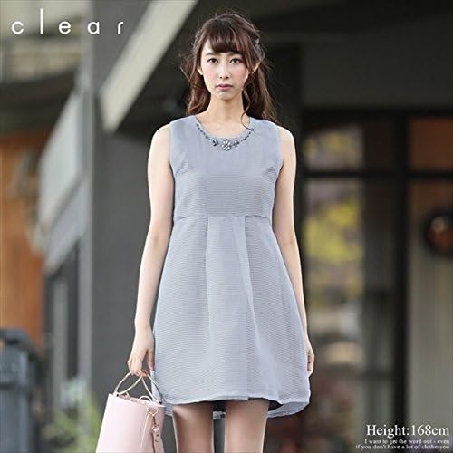 Amazon Co Jp クリア Clear Backリボンシアーストライプワンピース 6005グレー S 服 ファッション小物
