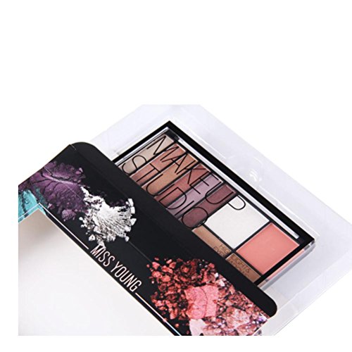 Fheaven (TM) Shine Eyeshadow Textured Palette Matte and Shimmer Colors Brightening Pearl Eye Shadow Primer and Highlighter (B)