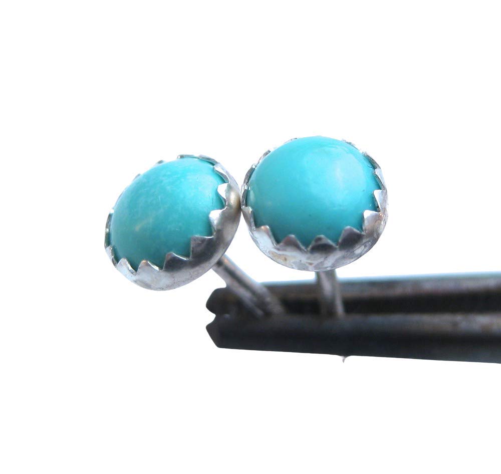 5mm Round Turquoise Stud Earrings Handmade