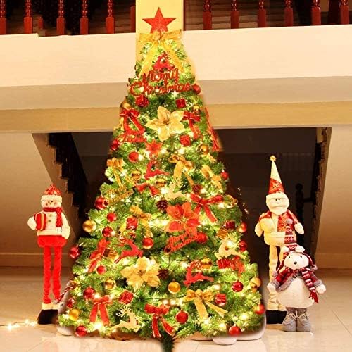 Lilis クリスマスツリー 正規販売店 庭飾り 屋内休日 Goldenのための古典的なled人工クリスマスツリーとオーナメントスプルースヒンジの クリスマスツリークリスマスデコレーションメタルスタンド Color Size Red Golden 240cm 7 8ft