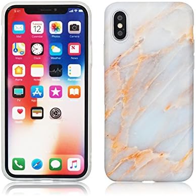 Premium Iphone X Case, Iphone 10 Case Marble Design TPU Flexible EcoFriendly Protective Anti Scratch Dustproff (Gold Print)