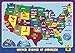 UNCLE WU United State Map Educational Kids Placemat - Waterproof Toddler Placemat
