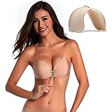 Dewewede Strapless Adhesive Bra - Resuable Self Adhesive Backless Invisible Push Up Bra for Women