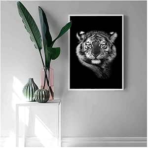 Wadyx Pintura en Lienzo en Blanco y Negro Abstracto Tigre nórdico Arte