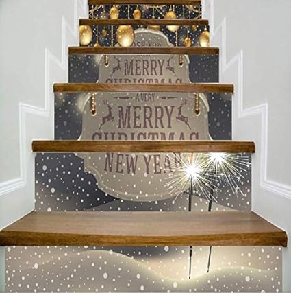 Lizpwq Autocollant D Escalier Feux D Artifice Boule Doree Joyeux Noel Citation Escalier Autocollant Decoration Murale 100 18cm 13 Pcs Amazon Fr Cuisine Maison