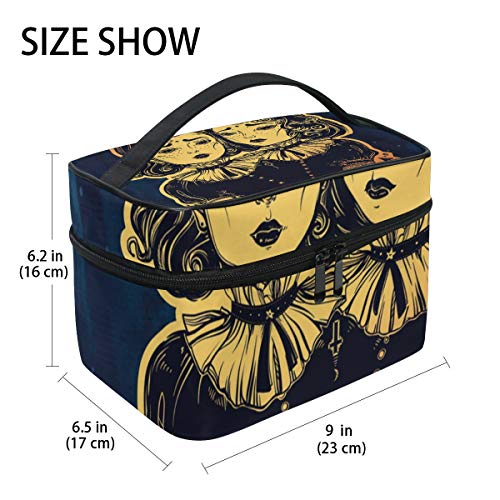 GIOVANIOR Gothic Witchcraft Siamese Twins Large Cosmetic Bag Travel Makeup Organizer Case Holder for Women Girls…