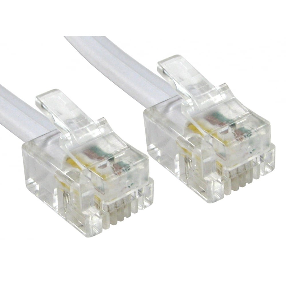 Premium ADSL/Fibre Broadband Cable - Premium Quality/Gold Plated Contact Pins/High Speed/Router or Modem to RJ11 Phone Socket or Microfilter for use with ADSL/FTTC/Fibre (10m, White) — image 1