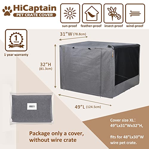 HiCaptain Folding Metal Dog Crate Cover for 48 Inch Wire Pet Cage(Two