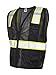 Kishigo Black Enhanced Visibility Men's Vest B100, Multi Pocket Mesh Hi-Vis Vest, Ultra-Cool Polyester Material, 6 Pockets, Zipper Front Closure, Construction Work Safety Vest (Black EV, SM-MED)
