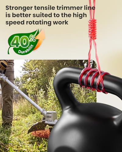 10 Packs Replacement Grass Trimmer Spool Works with Worx All Grass Trimmers with 20 V, 1.65 mm Diameter and 3 m Length Thread Spool, Includes 8 Packs of Grass Trimmer Thread and 2 Packs of Cap Lid