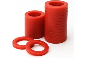 50-Pack 1/2 Inch Garden Hose Washers – Heavy Duty Red Rubber Flat Gaskets & O-Rings for Garden Hose Fittings, Leak-Proof and 