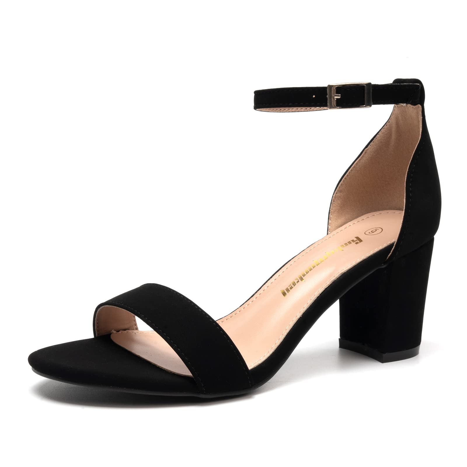 Ankle Black High Heel Sandals Amazon FUNKYMONKEY Women's Chunky