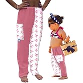 Paradise Towelwear Towel Pants for Swimmers – Pink Bows - Cotton Terry Towel Pants – Beach Coverup – Resort Wear – Swim wear