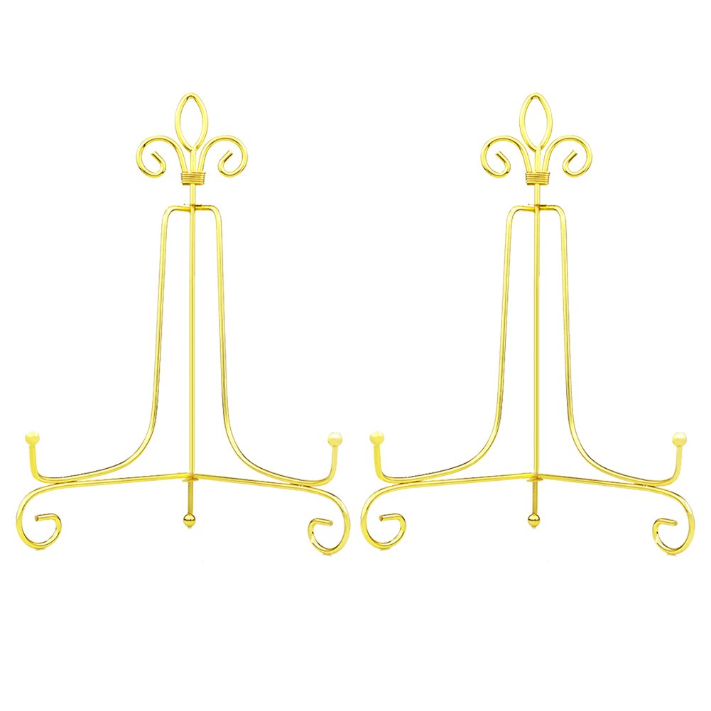 Hetoco Large Iron 10 inch plate stand Holder Picture Frame stand Easel Display stand Gold
