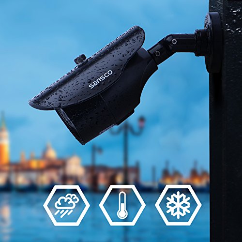 SANSCO-1080p-HD-CCTV-Camera-System-4-Channel-5MP-DVR-4pcs-2MP-Weatherproof-Outdoor-Camera-Dome-and-Bullet-Night-Vision-Vandal-Proof-Casing-Motion-Detection-Email-APP-Alert-No-Hard-Drive