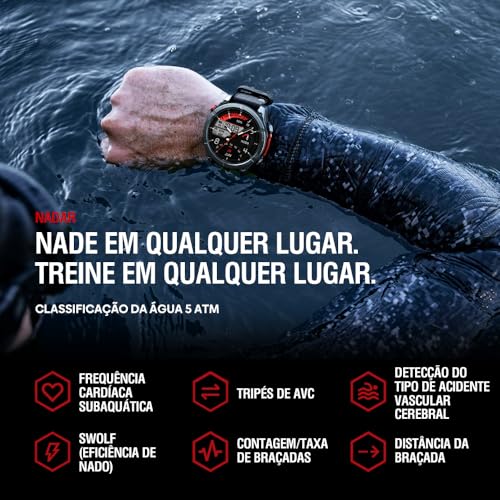Zeblaze Stratos 4 Smartwatch Relogio Inteligente Masculino Relógio Inteligente, GPS 170+Esportivo, 5ATM a Prova d'Agua, Chamadas Bluetooth,Android Smart Watch for Android IOS