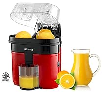 Gourmia GCJ200 Electric Citrus Juicer Machine- Double Fruit Capacity- Built In Slicer and Pulp Separator - Powerful 90 Watts Motor- ETL Certified,110v