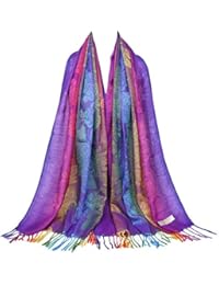 Fashion Colorful flowers Jacquard cotton pashmina Women Wrap Shawl tassels Scarves 75