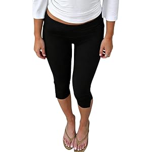 Women Low Rise Capris Leggings Fold Over Fitted Capri Cropped Pants Side Split Going Out Pants Streetwear