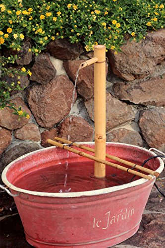 Bamboo Accents Water Fountain with Pump, Backyard Pond Kit, Extra Large 24" Adjustable Style, Smooth and Split-Resistant, DIY Zen Bamboo Fountain - Thumbnail 2