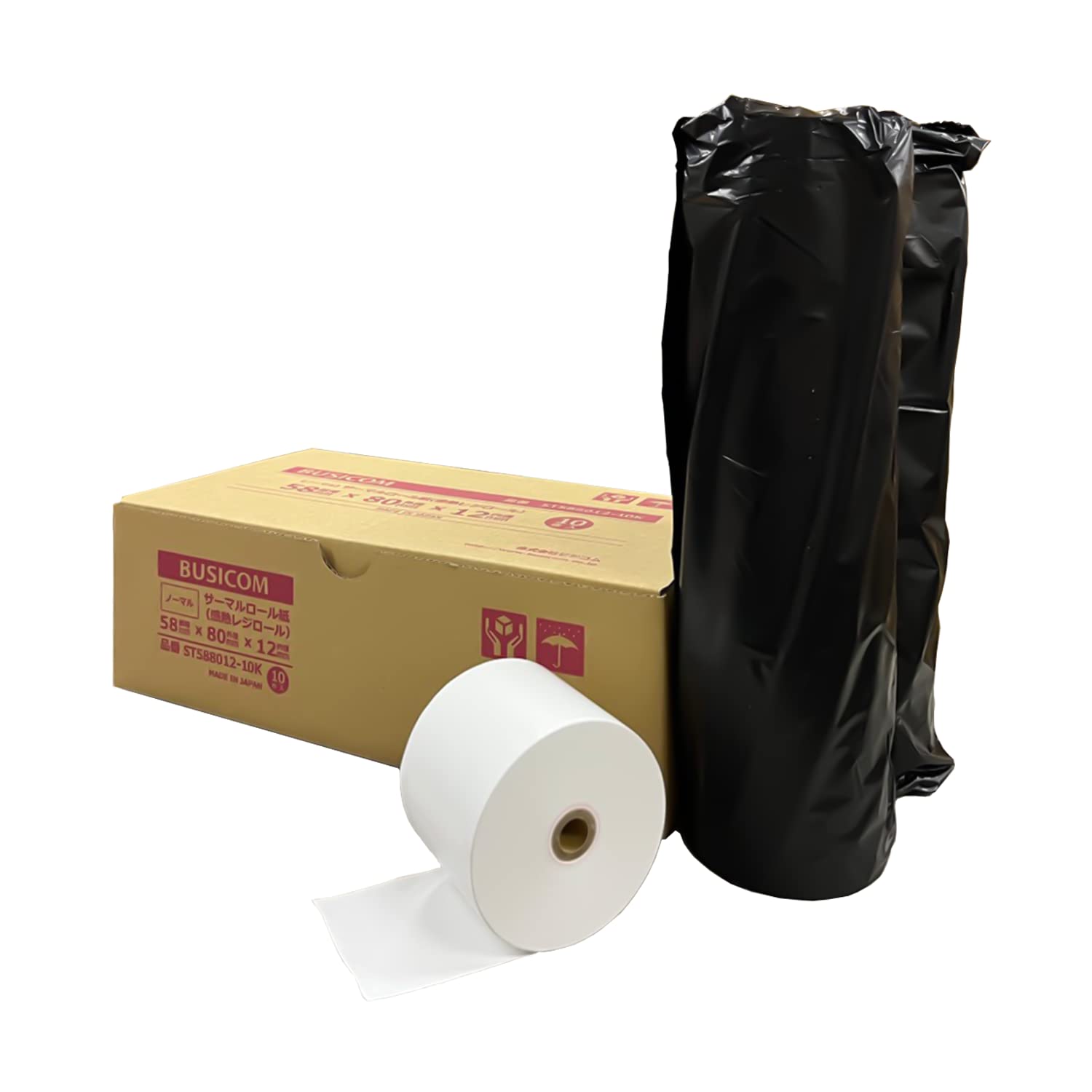 ビジコム純正 三菱製紙国産 感熱レジロール紙 58mm幅×外径80φ×内径12mm 10個入 芯あり ノーマル保存 カシオ･シャープ･東芝TEC対応 ST588012-10K商品画像