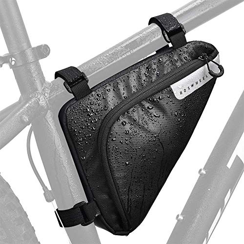 AutoWT Bike Frame Bag, Bicycle Triangle Bag Front Tube Water Resistant Waterproof Cycling Pack Strap-On Saddle Pouch Storage Bag for Mini Bike Pumps Repair Tools Road Mountain Bike(1.5L)