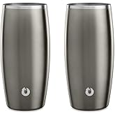 Snowfox Insulated Beer Glasses, Premium Vacuum Insulated Stainless Steel for Cold Drinks, Guiness Glasses, Set of 2, Lightweight Pint Glasses, Gift for Men, Home Bar Accessories, 18oz, Olive Grey