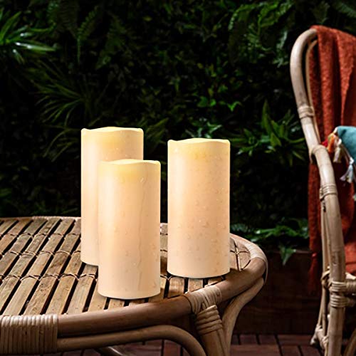 Amagic 8” x 4” Outdoor Waterproof Candles, Battery Operated Large Flameless Candles with Timer
