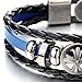 COOLSTEELANDBEYOND 20CM Mens Cross Black Blue Braided Leather Bracelet Leather Wristband Wrap Bracelet