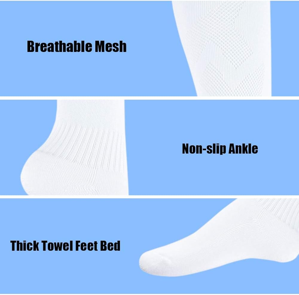 4 Pairs Soccer Socks for Kids (5-12 Years Old), Kids Football Socks, Sport Team White Black Knee High Socks For Youth Boys Girls Kids, Best for Running, Present for 5 6 7 8 9 10 11 12 Year old Kids: Clothing