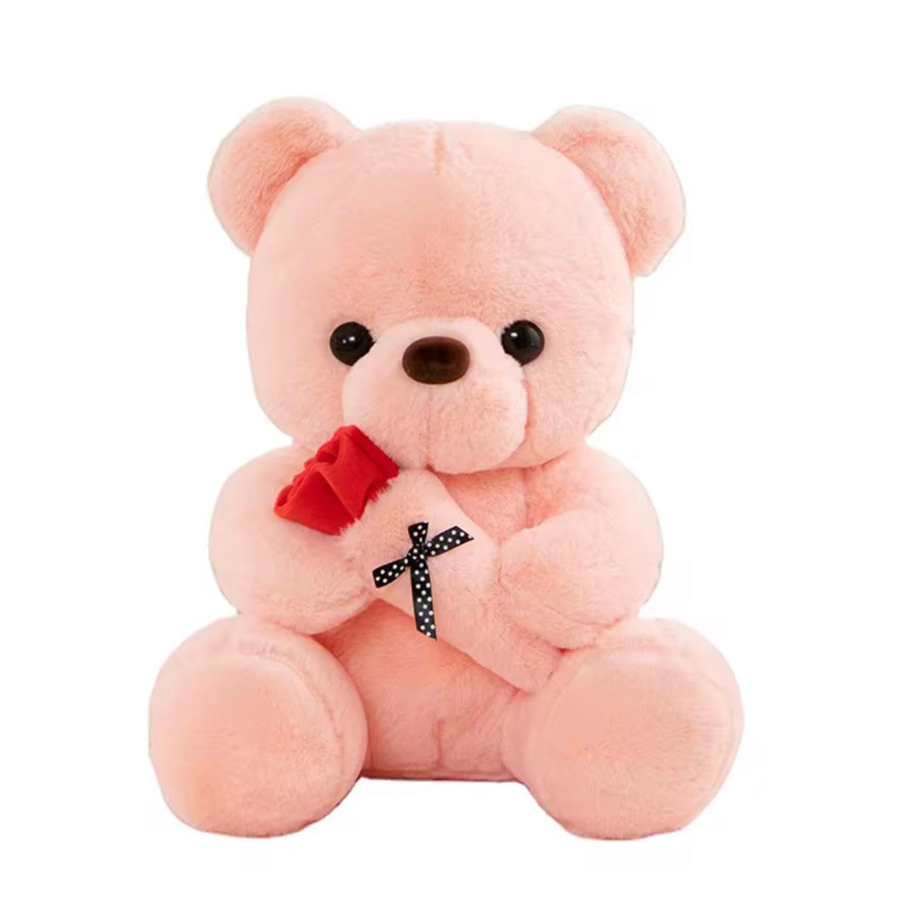 Soft Teddy Bear with Rose – Plush Stuffed Animal Gift for Valentine’s Day, Birthday, Anniversary, Kids & Couples – Ultra Soft Cute Bear Toy (25cm / 35cm / 45cm) (Pink, 25cm)