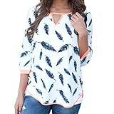 Orangesky Women Top Casual Loose Half Sleeve Plume Tee Shirt Blouse (XL, White)
