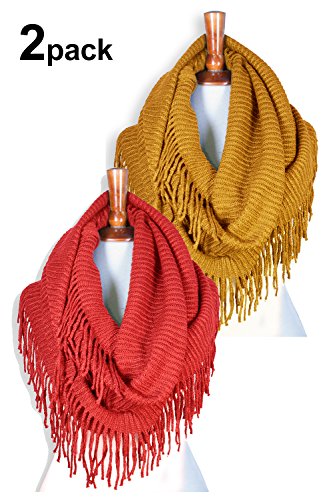 Basico women winter warm knit infinity scarf tassels soft shawl v…