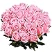 Veryhome Artificial Flowers Silk Roses Fake Bridal Wedding Bouquet for Home Garden Party Floral Decor 10 Pcs (Pink Straight stem)