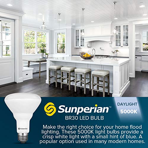 Sunperian 6 Pack BR30 LED Bulb, 8.5W=65W, 5000K Daylight, 800 Lumens