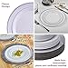 Silver Spoons MODERN ELEGANT DISPOSABLE 60 PC DINNERWARE SET | Heavy Duty Plastic Dishes | 20 Chargers | 20 Dinner Plates | 20 Salad Plates | for Upscale Wedding and Dining | Silver Glare Collection (White/Silver)