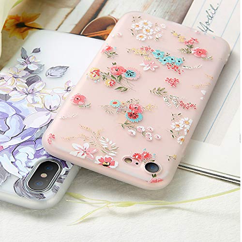 Enflamo 3D Soft TPU Flower Pattern Printed Back Cover for iPhone 7 / iPhone 8 (White)