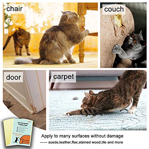 10 Sheets Cat Scratching Deterrent Tape, No Residue Anti Scratch Cat