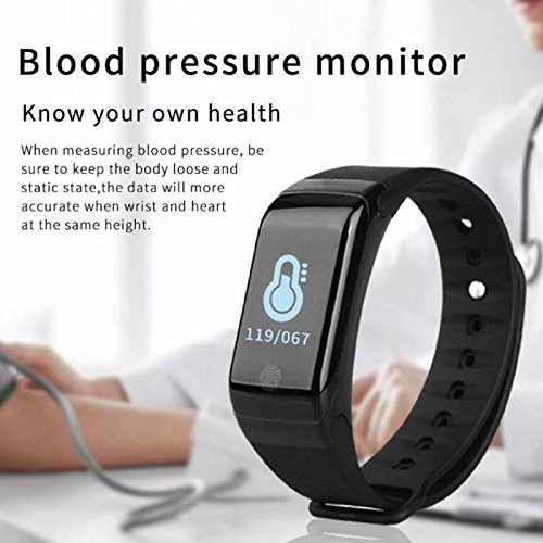 Owill Blood Oxygen Pressure Heart Rate Monitor Running Jogging Pedometer Waterproof Smart Watch Band Bracelet (Black) - Thumbnail 3
