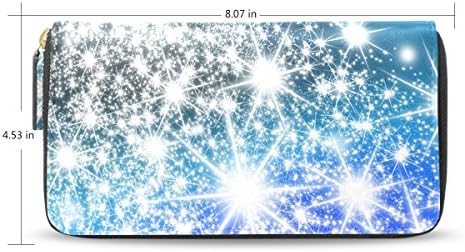 Women Credit Card Holder Zipper Clutch Wallet Purse Handbag Shining Snowflake