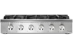 THOR KITCHEN Pro-Style Gas Rangetop with 6 Sealed Burners 36 - Inch, Stainless Steel HRT3618U