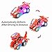 Dinosaur Cars Transforming Toys,Transforming Dinosaur LED Car with Light Sound Kids Toy,Dinosaur Cars Combined Into One,Automatic Transformation,2-8 Year Old Boys Girls Toddlers Kids Gift (Red)