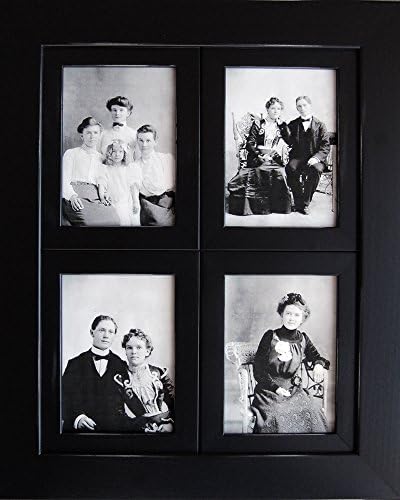 My Barnwood FramesLightly Distressed Black Collage Frames, Hangs in Portrait or Landscape Orientation, Handmade in the USA (8x10 Windowpane, 4 Opening)
